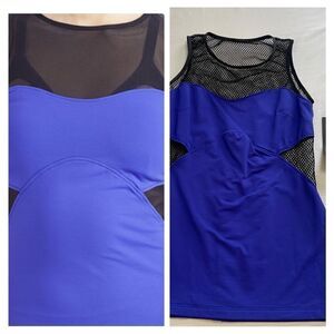 NWT MICHI Throttle Fine Mesh Indigo Purple Black Mesh Tank Top Size Medium New